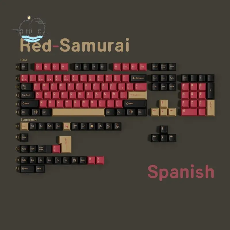 

AED6-Keycaps Pbt Cherry Profile Red Samurai Big Set Key Caps Key Caps