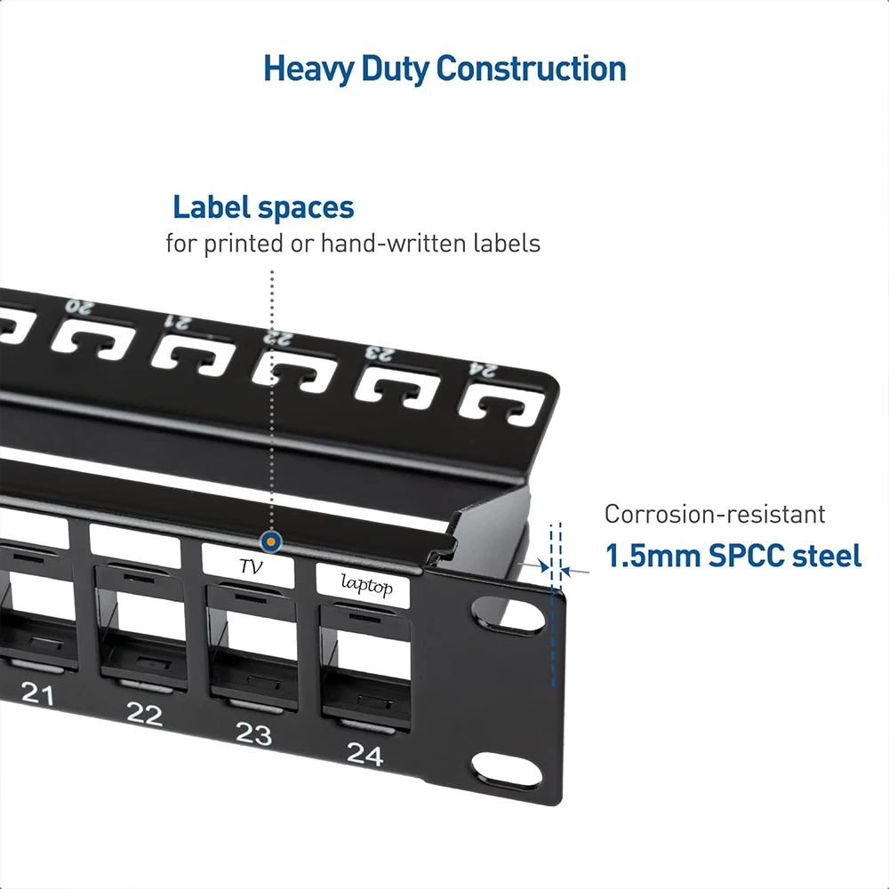 ZoeRax 24-Port RJ45 Shielded Blank Patch Panel 1U 19