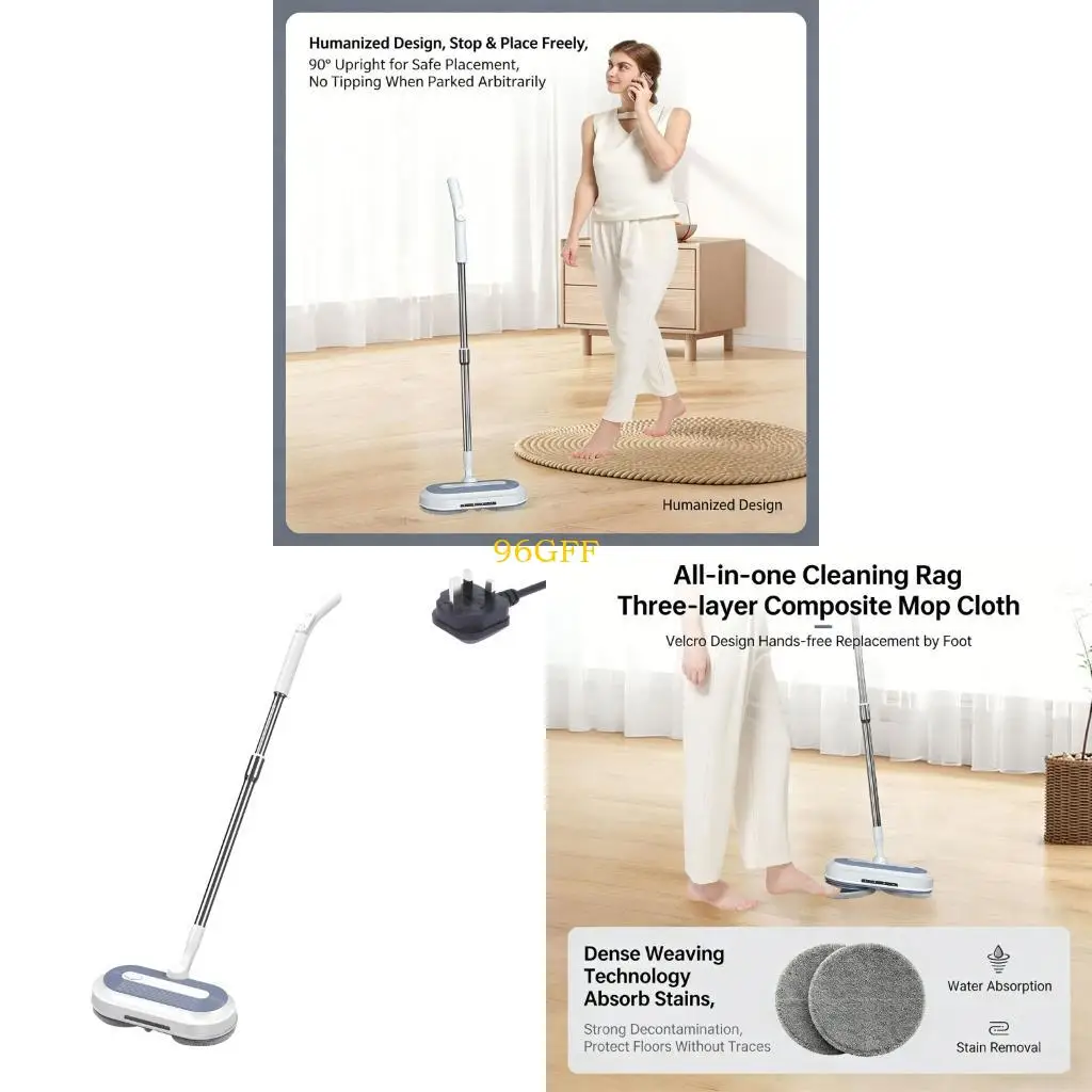 96GF Square video Electric Mop 65dB Noise Level For Busy Households