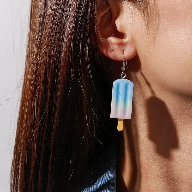 Neue Nette Harz Simulation Lebensmittel Ohrringe für Frauen 3D Popsicle Eis Ohrringe Mädchen Kinder Schmuck Geschenke