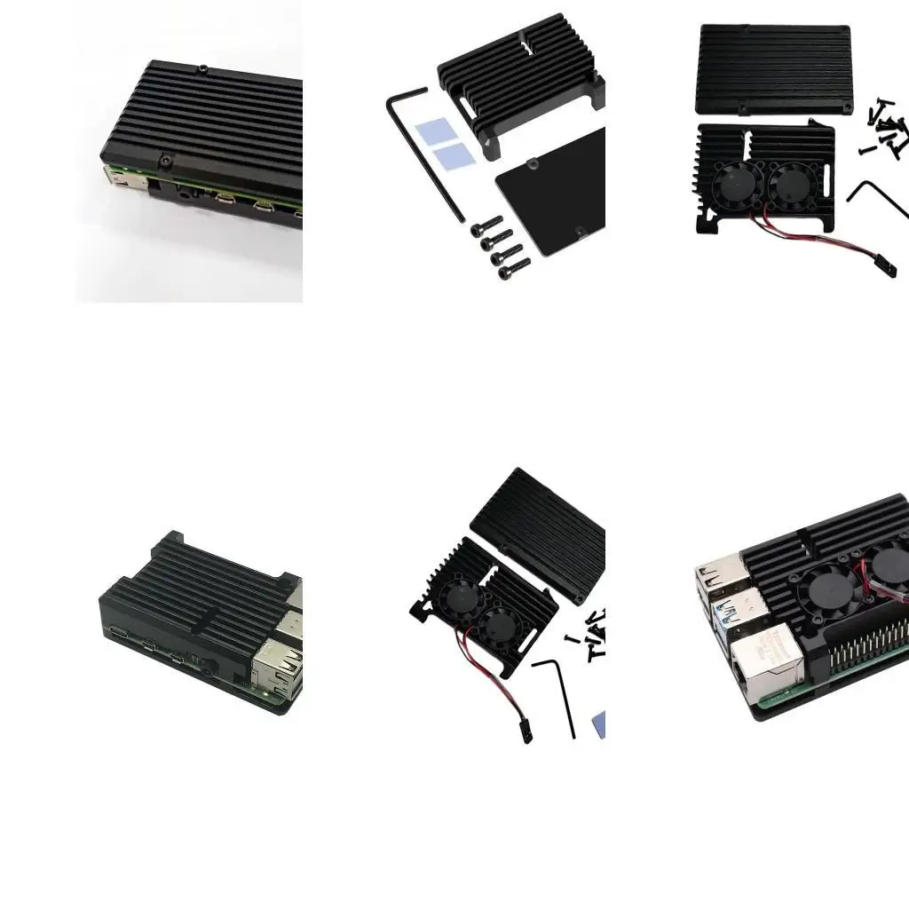

31BA Эффективное охлаждение 4B Armors Case Aluminum Alloy Shell для Raspberry Pi4b с двойным вентилятором для перегрева