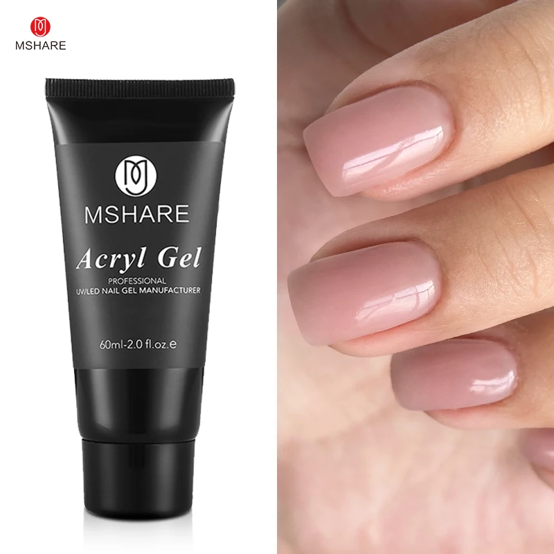 MSHARE Poly Nails Acryl Gel 60 ml Builder UV Led Acrylgel Nägel Extensions Acryl Rosa Weiß Klar Acryl Hema Tpo Free Gel