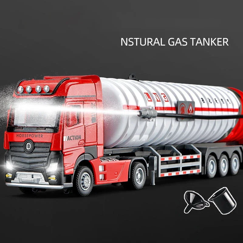 Able To Spray Water Oil Tank Truck Alloy Car Model Container Truck Container Engineering Transport Vehicle Children Toy Car Gift