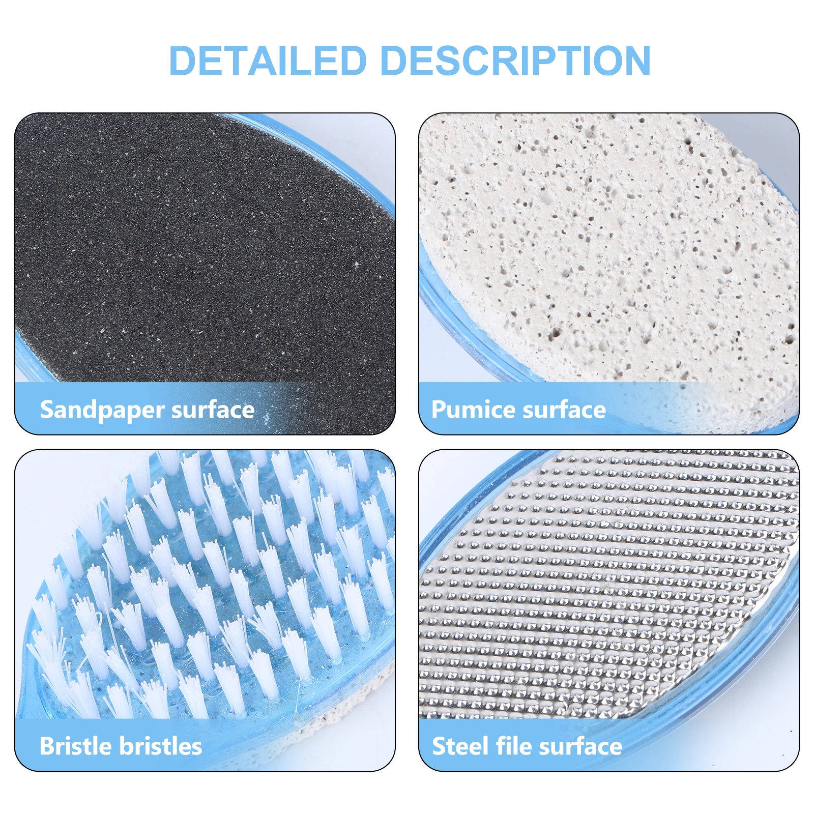 

4in1 Foot Care Kit Pumice Stone Dead Skin Removal Tool Nail File Callus Reducer Exfoliation Smoother Rasp Pad Feet