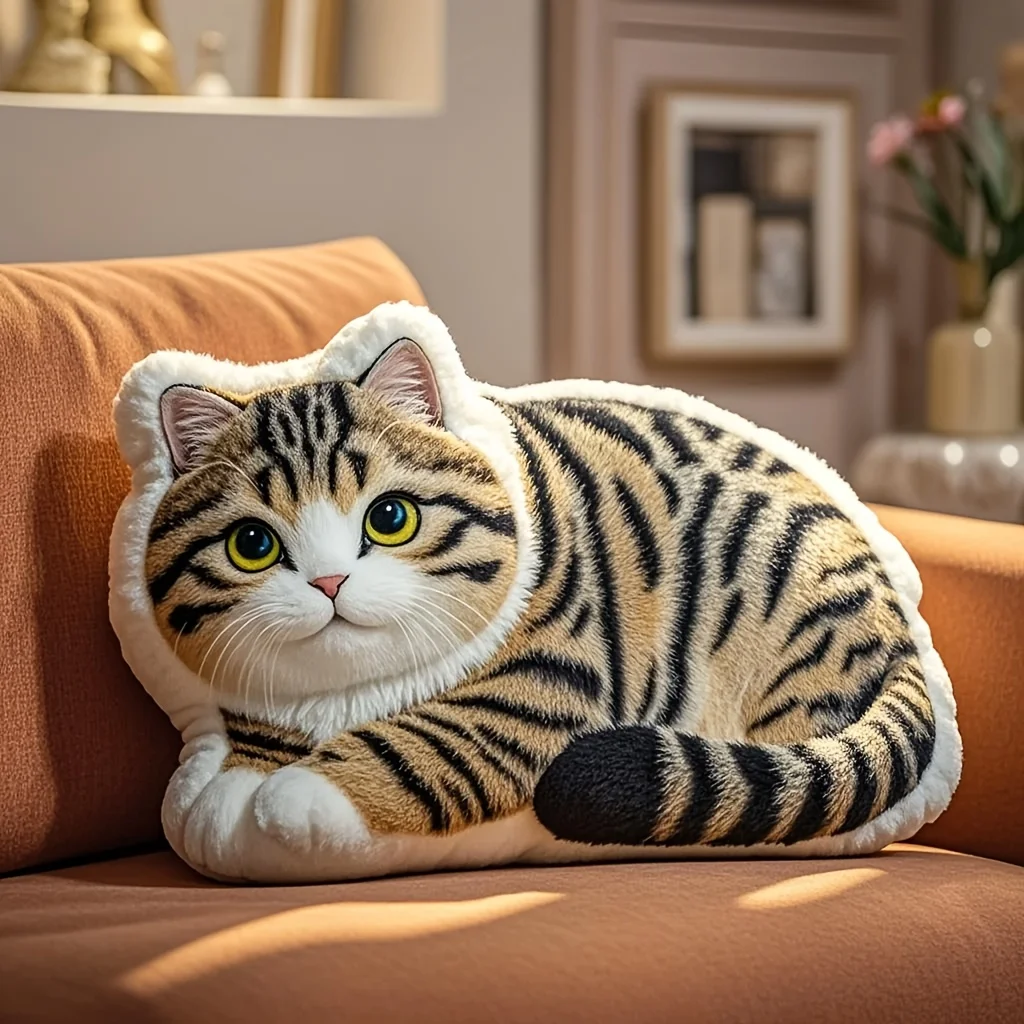 Personalisiertes Haustierkissen mit doppelseitig 3D-gedruckten realistischen Tiermustern, weichem und elastischem Kurzplüsch, mehrfarbige Heimdekoration