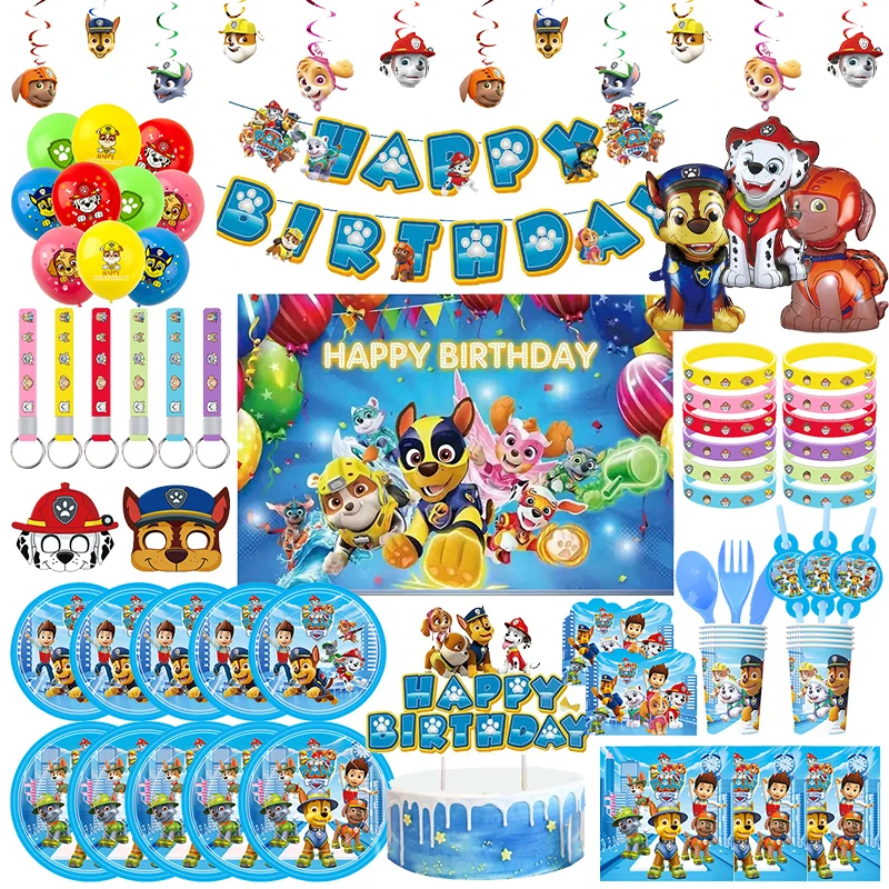 paw patrol birthday decoration Party Supplies Tablecloth Tableware Kids Gifts Items Candy Box Dog Balloon Kids Birthday Favors