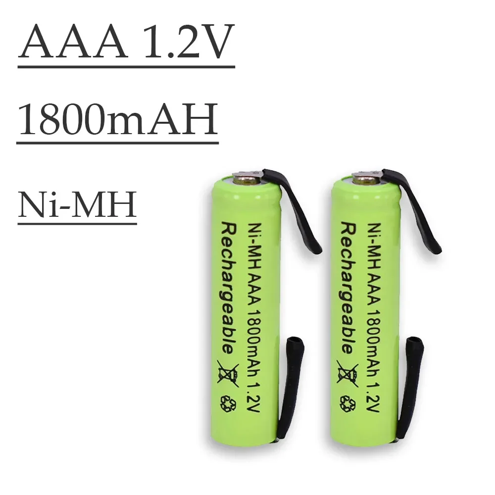 

AAA 1.2V 1800mAh Ni-MH with Solder Tabs rechargeable battery cell, for Electric Shaver, Razor, Toothbrush