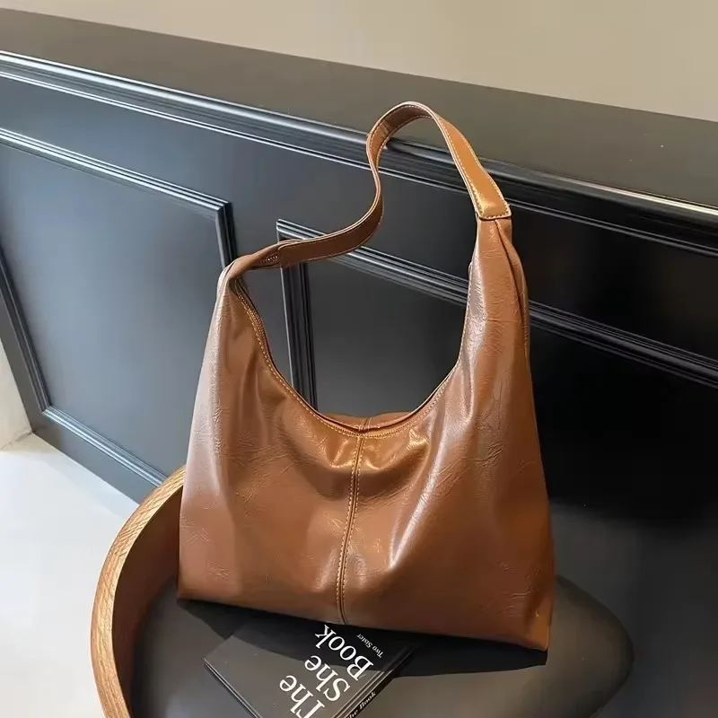 

Hot Selling PU Zipper Shoulder Bags New Fashion Simple Large Capacity Interior Zipper Pocket Versatile Women's Handbags