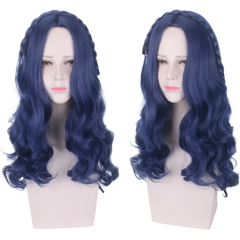 60CM Descendants 2 Evie Long Wavy Wig Cosplay Costume Women Heat Resistant  Hair Halloween Party Role Play Wigs