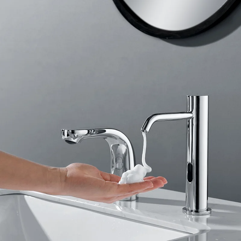 High-quality faucet-style brass hotel countertop-mounted non-contact automatic sensor soap dispenser