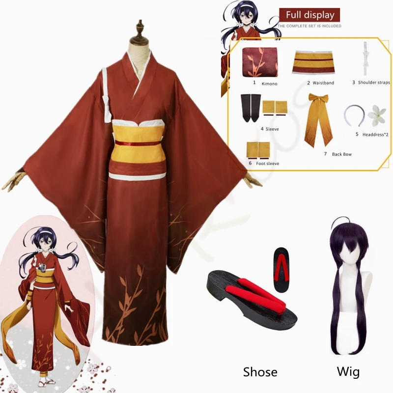 

Anime Bungo Stray Dogs lzumi Kyouka Yaksha Shirayuki Cosplay Costume Adult Women Yukata Kimono Geta Wig Set Halloween Party Set