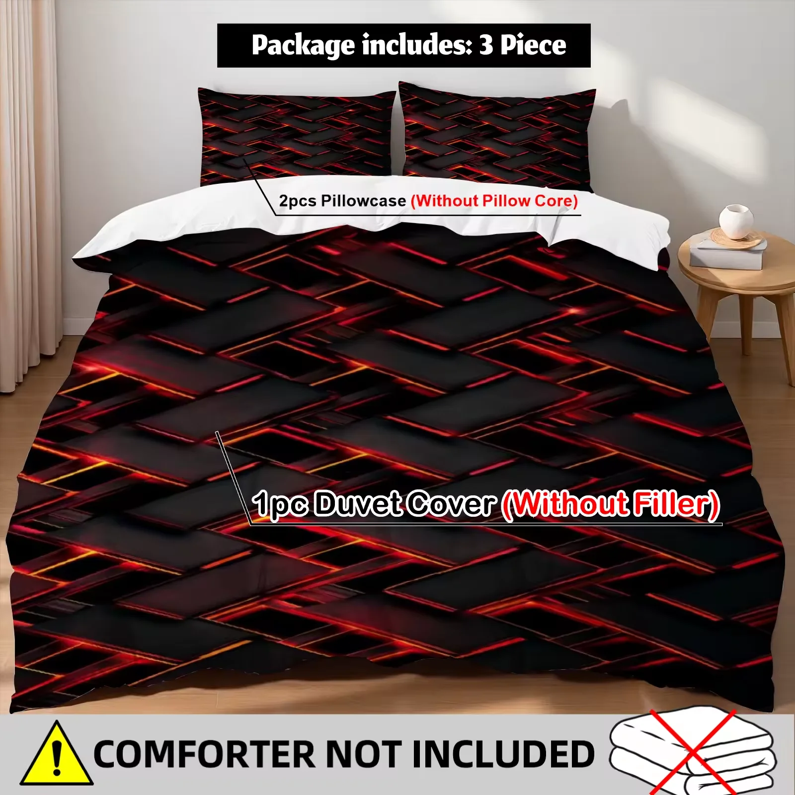 3Pcs Bedding Set Cyberpunk Technological Sense Color Visual Art Duvet Cover With 2 Pillowcases 50x75cm Single Twin Queen Size
