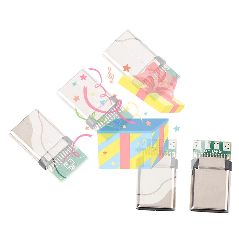 

5Pcs USB 3.1 Type C Male DIY Solder Plug Connector Socket Attached PC Board