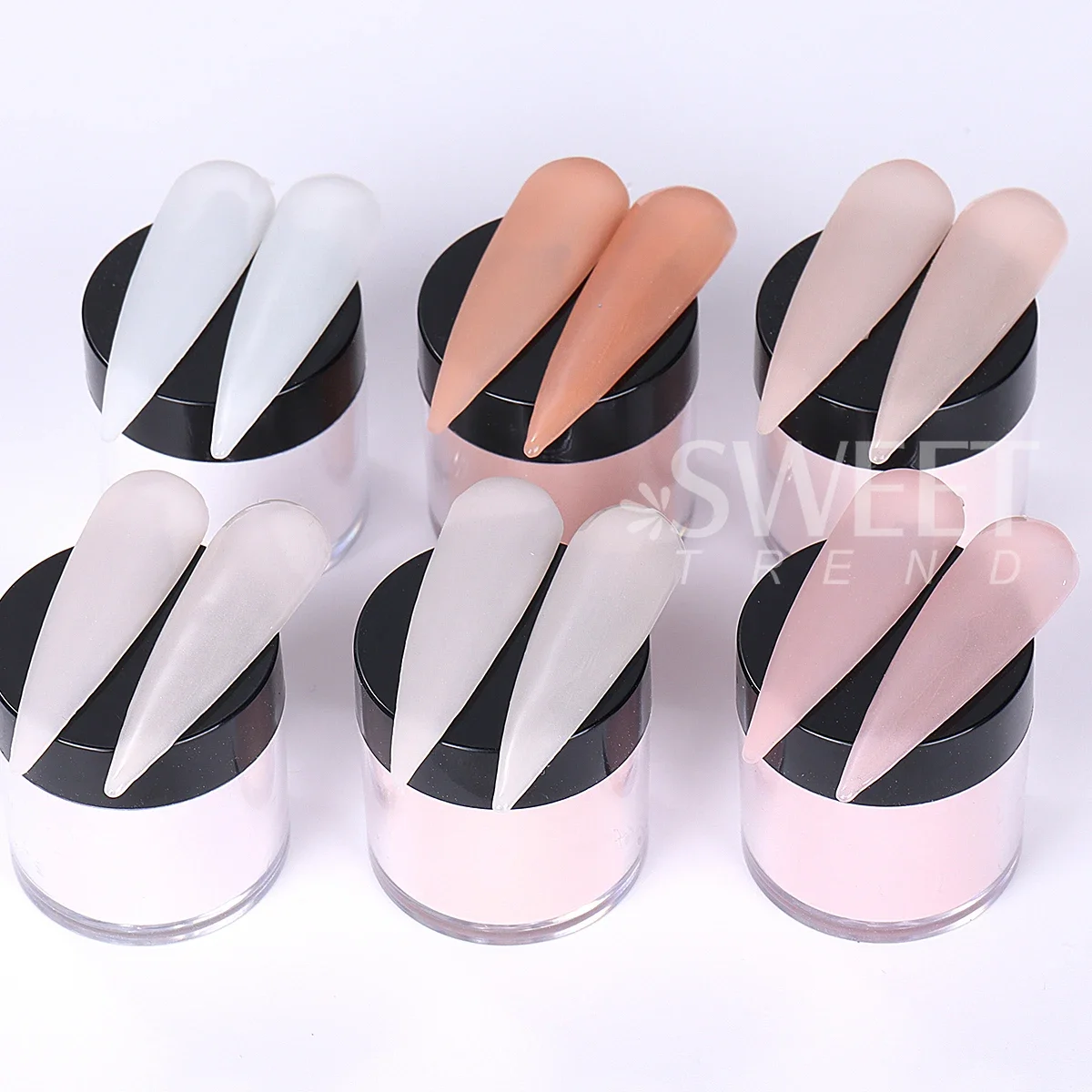 6 pezzi set di estensioni per unghie in polvere acrilica di colore nudo strumento di costruzione prolungato professionale design francese intaglio 3D decorazione punta manicure
