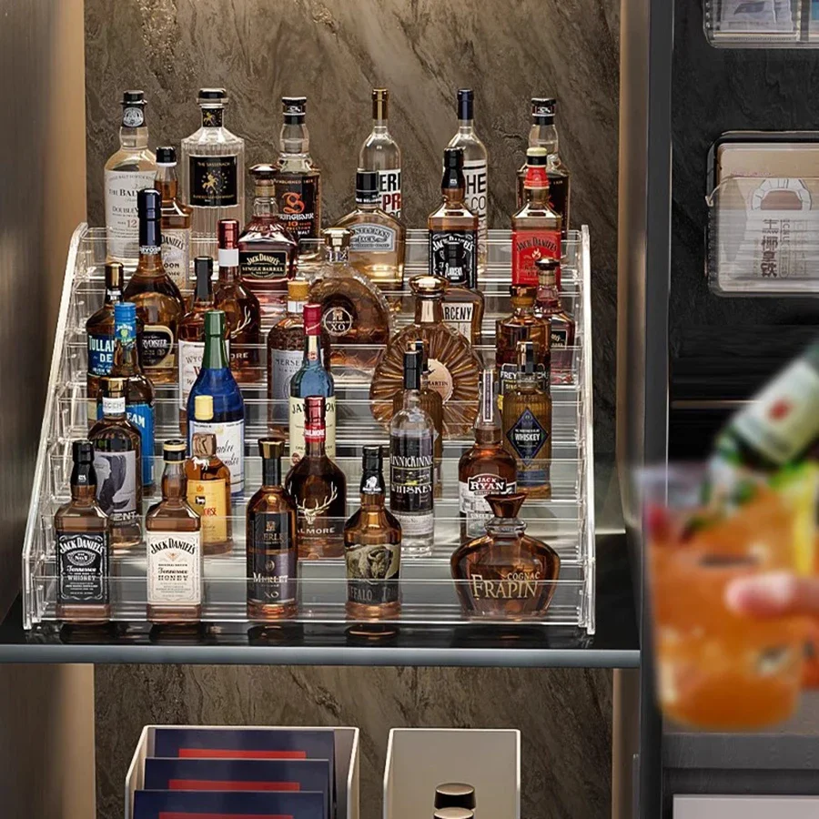 رف النبيذ خطوة بخطوة رف عرض النبيذ الصغير المستورد خزانة النبيذ الطبقات Lijiao Rum Collection Rack