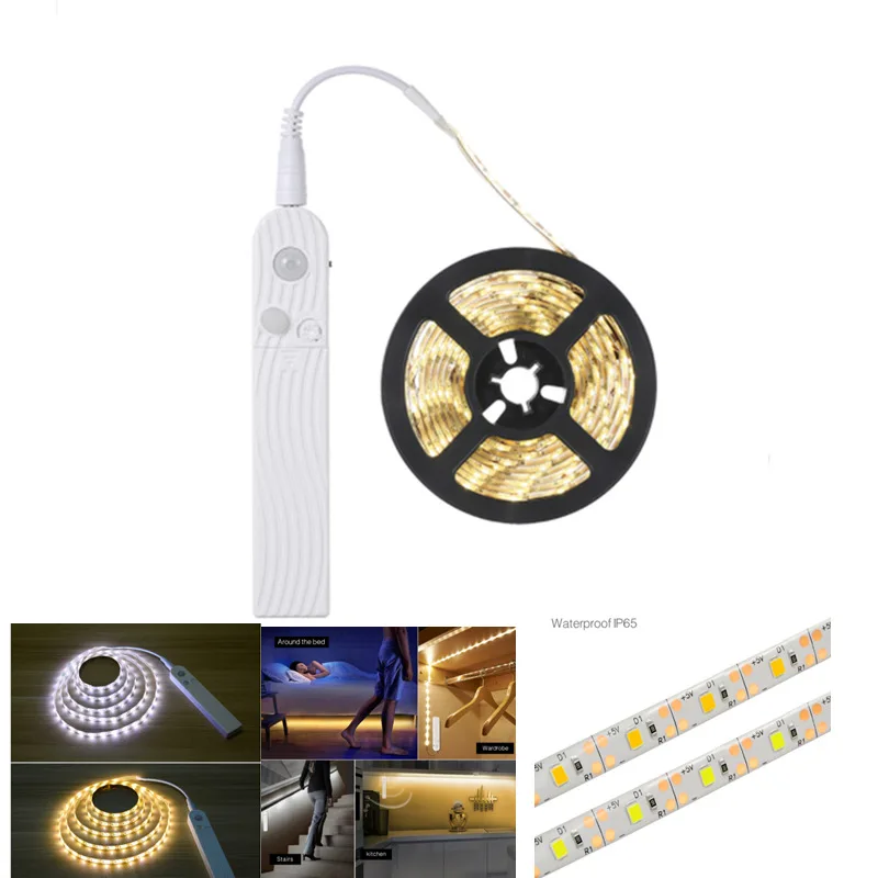 

Intelligent LED2835 human body sensing light strip battery box USB wardrobe cabinet bed bottom LED light strip set