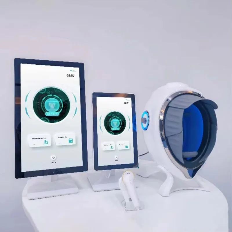 เครื่องวิเคราะห์ผิวหน้า AI แบบพกพา อุปกรณ์วิเคราะห์สภาพผิว เครื่องสแกนใบหน้า รองรับหลายภาษา