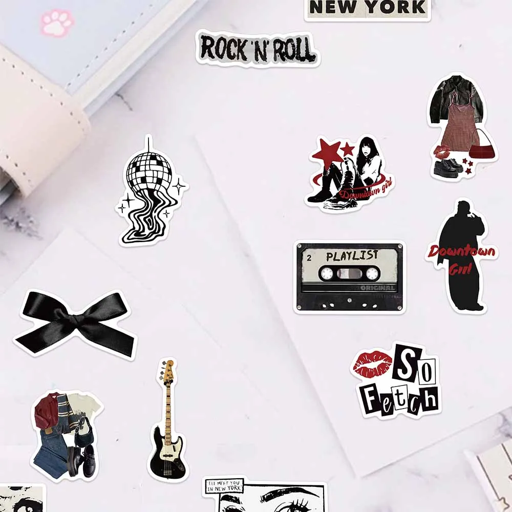 50PCS Creative Black Y2K Creative Stickers Premium Phone Cases Laptop Water Cups Refrigerator Desktop Waterproof Stickers