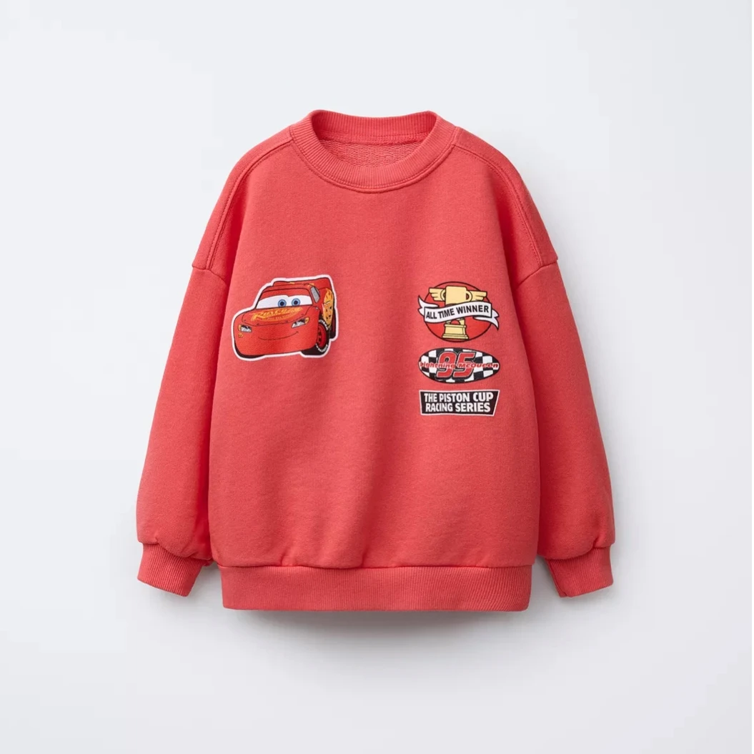 Cartoon Car Moda Ragazzi Felpa Autunno Abbigliamento per bambini Stampato Manica lunga Girocollo Felpa con cappuccio Abbigliamento per bambini Top casual 6m-6y