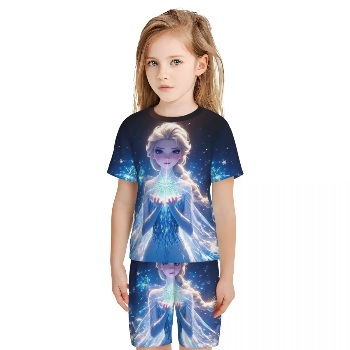 boy's girl's Pajamas Set Disney Frozen Elsa Down Tops and Shorts Pajama 2 Piece Pyjama Nightwear Loungewear image 2