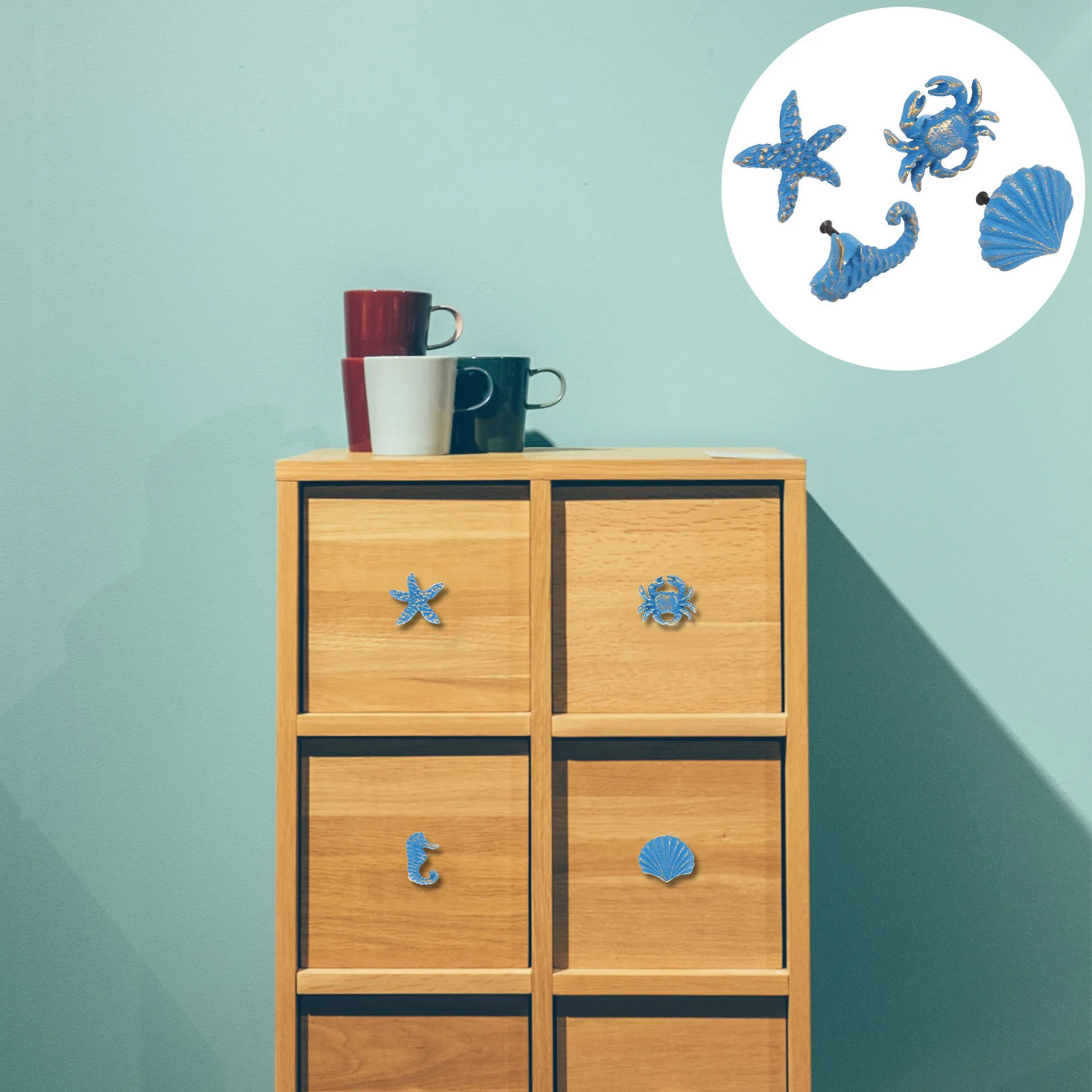 

4 pcs Ocean Style Cabinet Knobs Set Marine Animal Drawer Handles For Dresser Wardrobe Door Pulls Beach Themed Metal Hardware