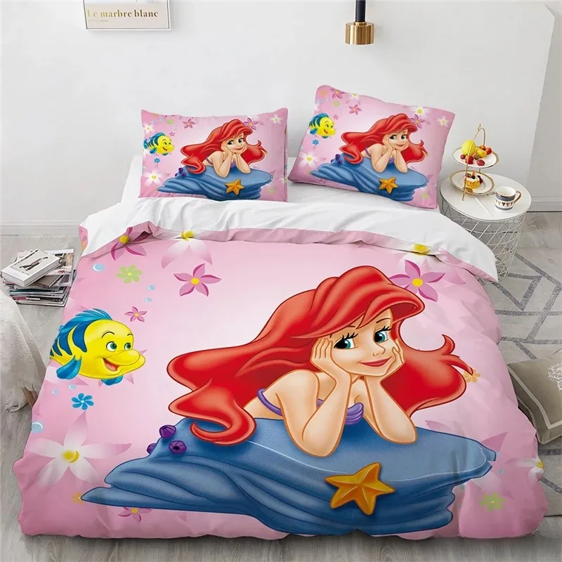 

Комплект постельного белья Ariel Little Mermaid 3d, красивый пододеяльник принцессы Диснея и наволочка, пододеяльник, комплект для домашнего декора спальни