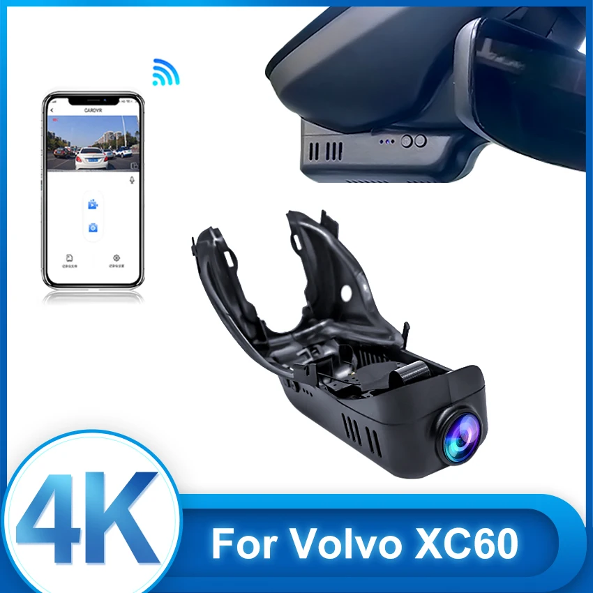 

Автомобильный видеорегистратор 4K 2160P для Volvo XC60 2017 2016 2015 2014, Plug and Play Dashcam Wi-Fi Dash Cam 4K камера для автомобиля