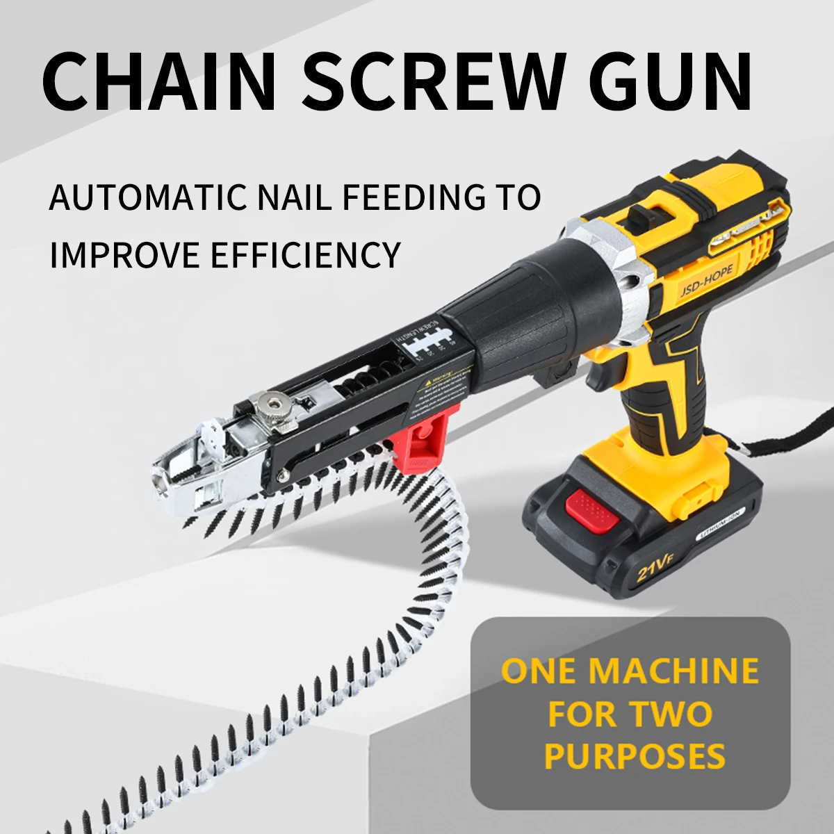 Electric chain belt screw gun Automatic drywall tapping screw batch head continuous lithium electric gun woodworking tool