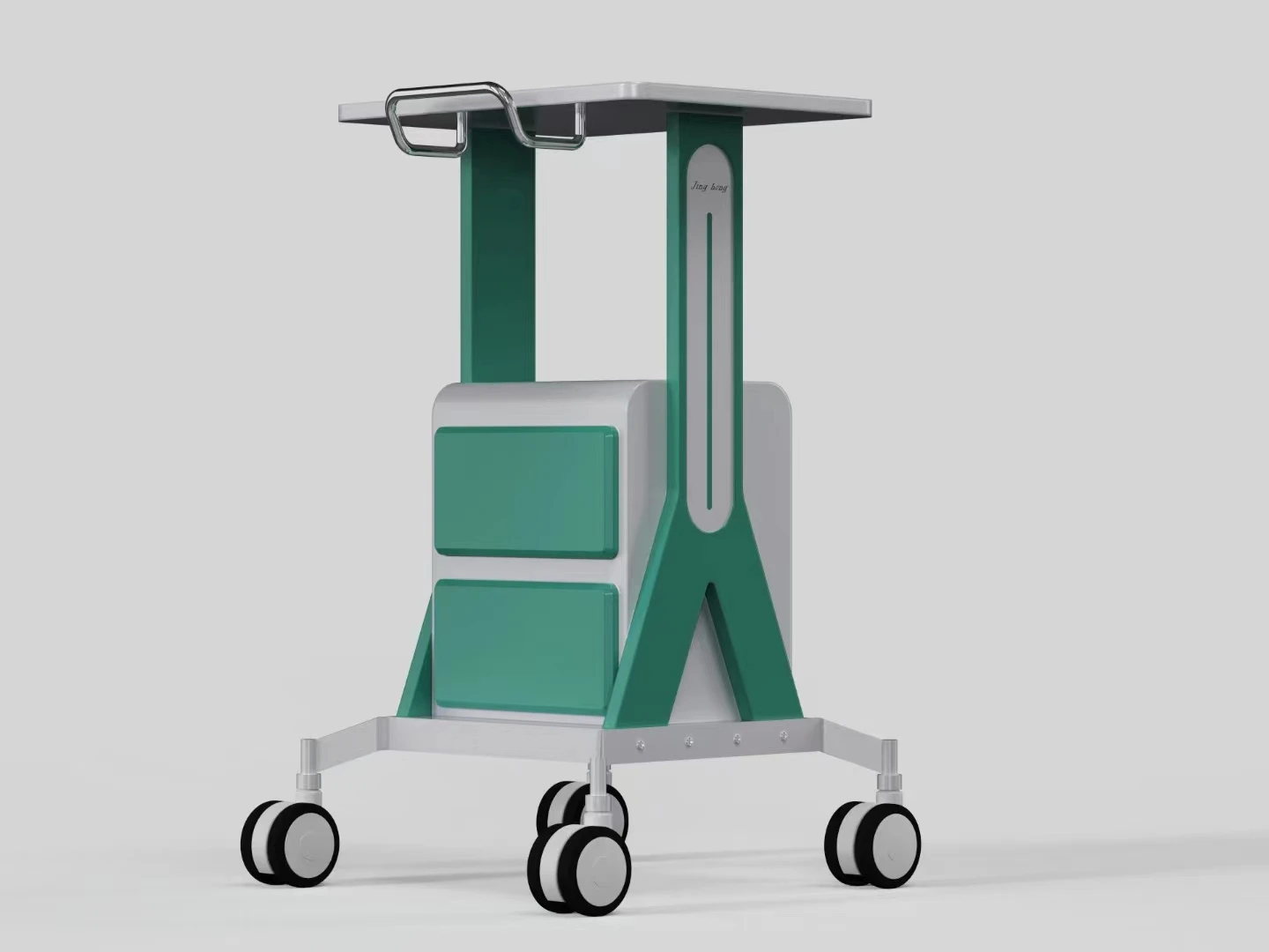 

Vertical wheeled trolley storage stand with drawer salon trolley