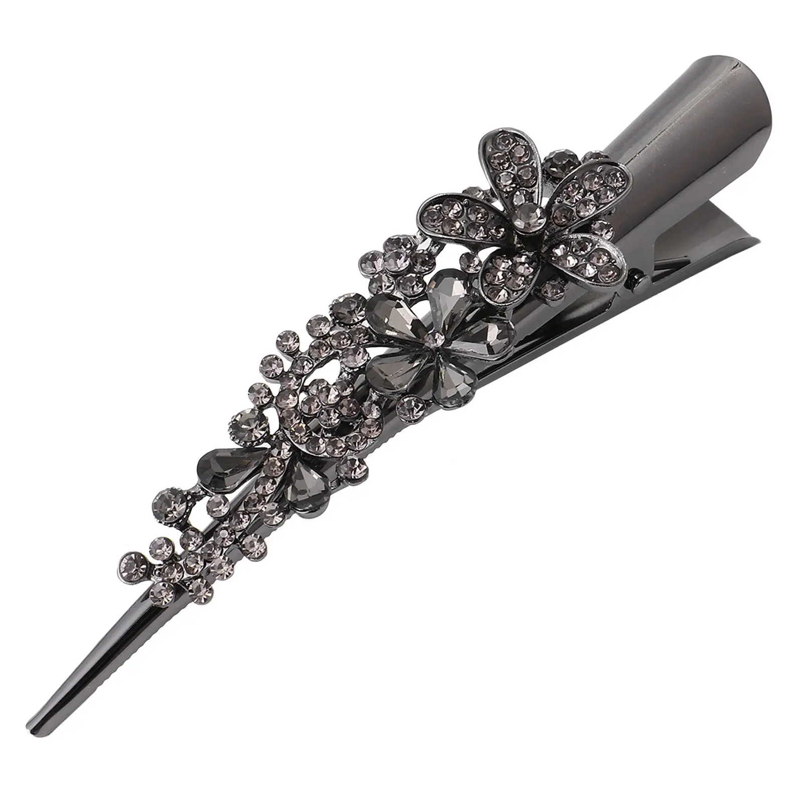 

1Pcs Vintage Horn Duckbill Clip Rhinestone Studded Hairpin for Hair Styling Face Washing Long Hair Accessories