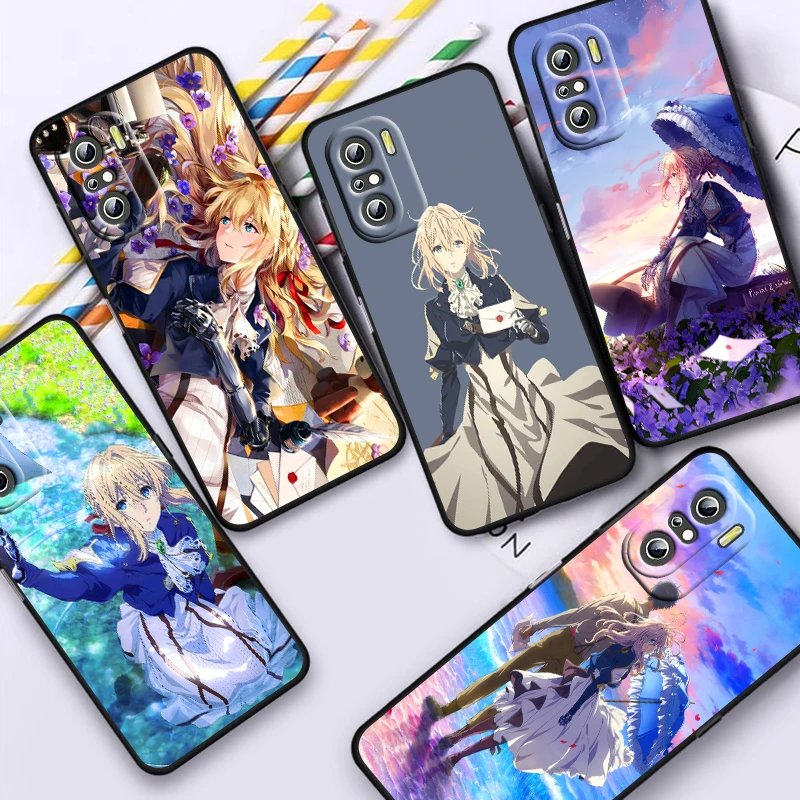 Violet Evergarden For Xiaomi Redmi Note 13 12 11E 11S 11 11T 10 10S 9 9S Pro Plus 4G 5G Black Phone Case