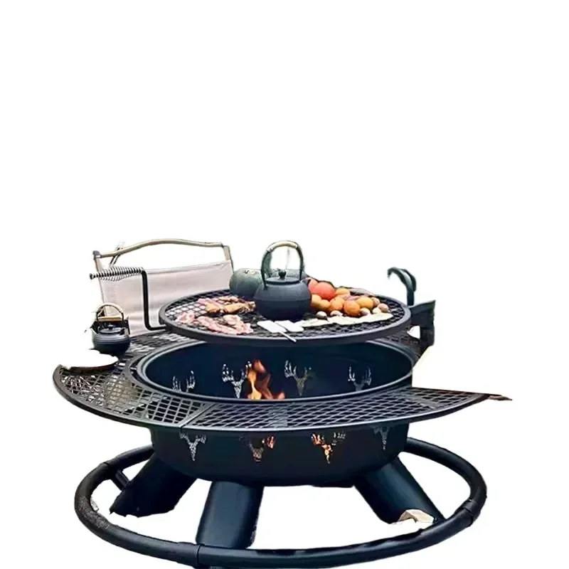 Outdoor Grill Tea BBQ Household Brazier Bonfire Garden Fish Grilling Stove Portable Charcoal Fire Pit for Camping Picnic