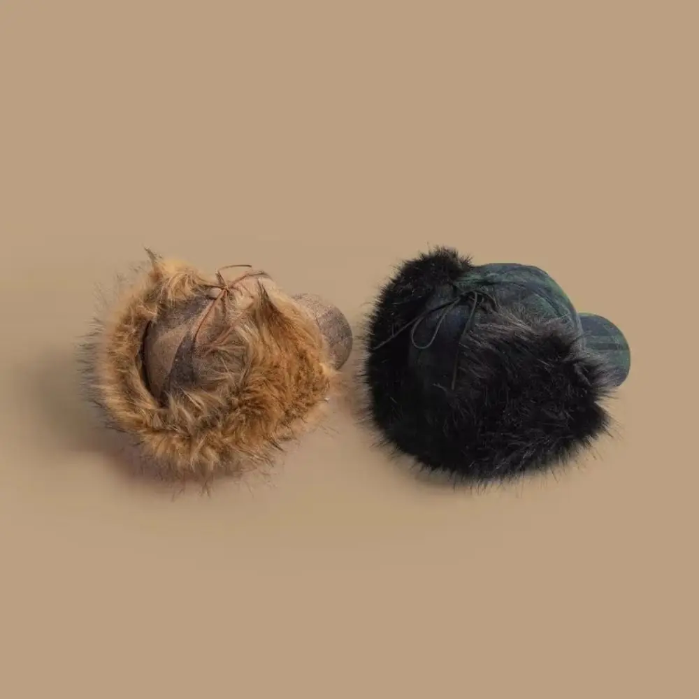 Versatile Faux Fur Pilot Hat Lining Ear Flaps Baseball Caps Warm Insulation Foldable Ear Protection Caps Winter Outdoor