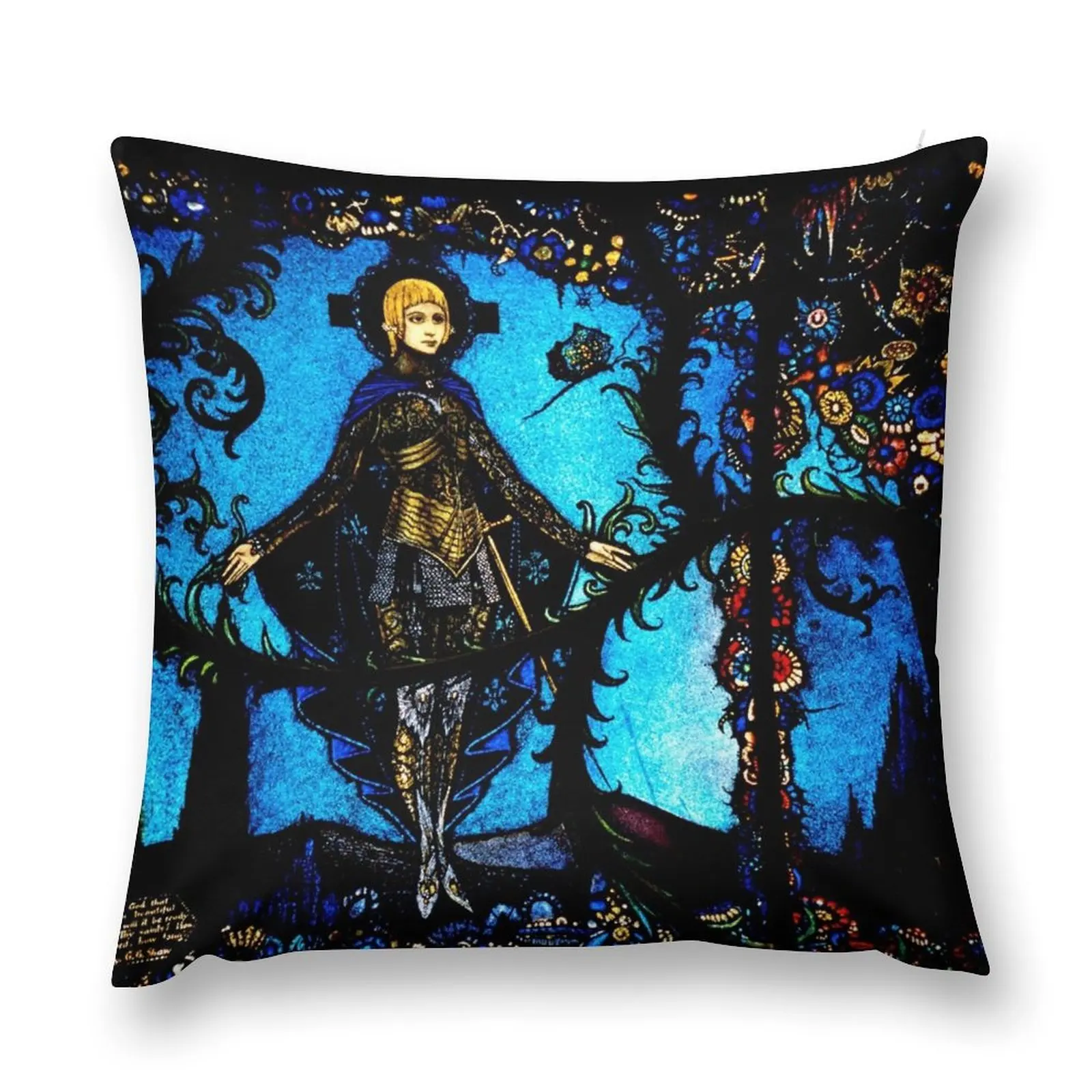 Saint Joan Heritage Geneva Window - Harry Clarke Throw Pillow Couch Pillows Ornamental Pillow pillow