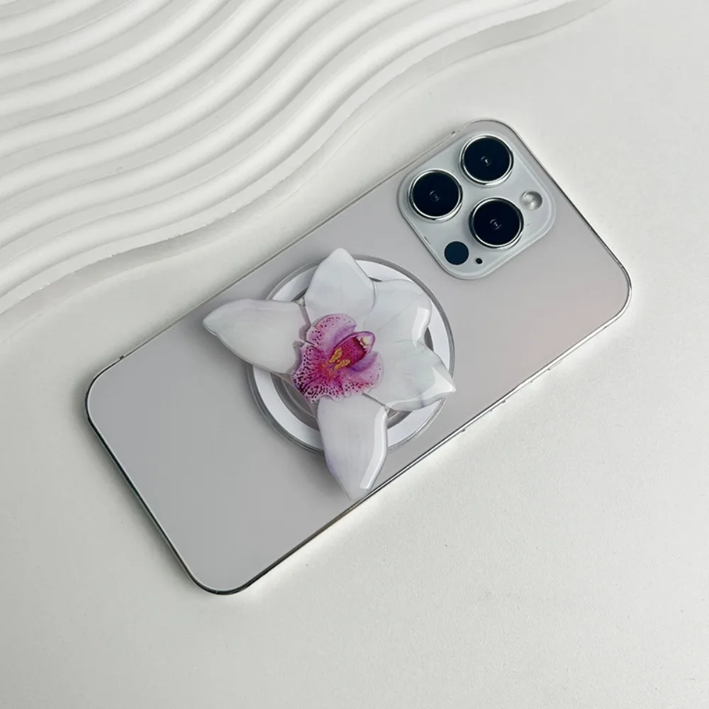 

Acrylic Magnetic Phone Holder Cymbidium Folding Phone Grip Support Orchid Elegant Phone Finger Ring Mount for iPhone for Magsafe