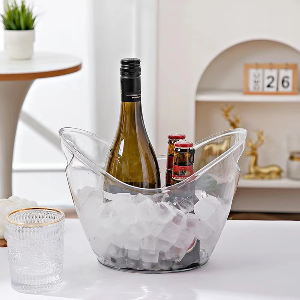 

Portable Drink Bucket 3.5L Ice Cube Container with 2 Handle Ice Storage Tub for Wine Champagne Bar Supplies for Family Reunion