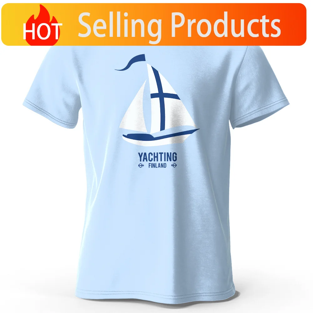 Men's Yachting Graphic Print T-Shirt 100% Cotton Vintage Tops for Summer Oversize Style Women Tees