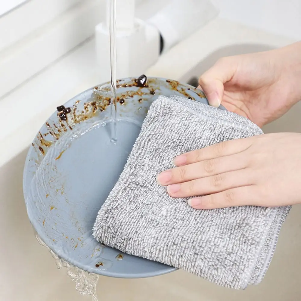 Scouring Pad Kitchen Cleaning Cloths Microfiber Dishcloths Non-Stick Oil Cleaning Towels Reusable Wiping Rags Kitchen Rags