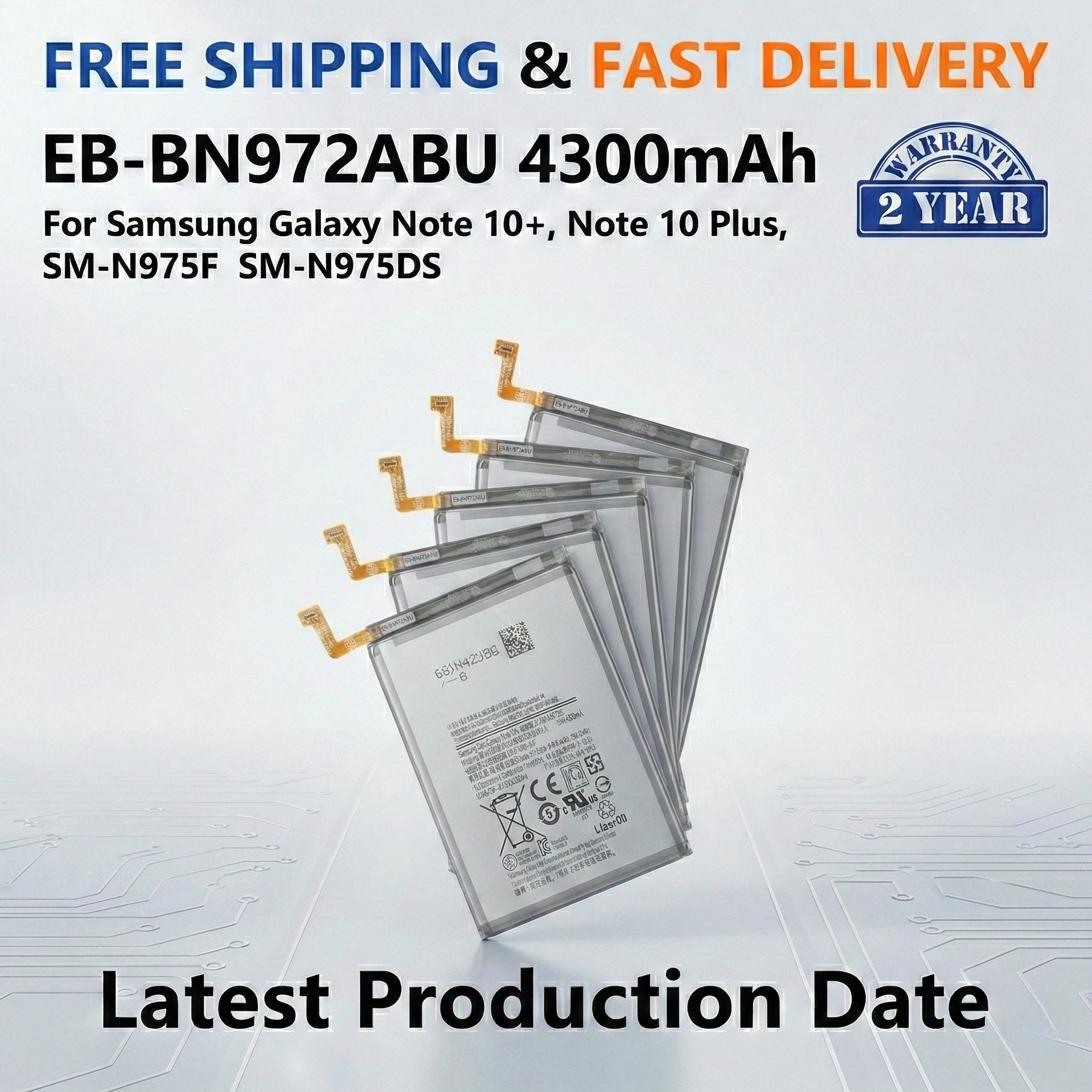 

4300mAh EB-BN972ABU Brand New Battery For Samsung Galaxy Note10+ Note10 Plus SM-N975F SM-N975DS Phone Replacement Battery
