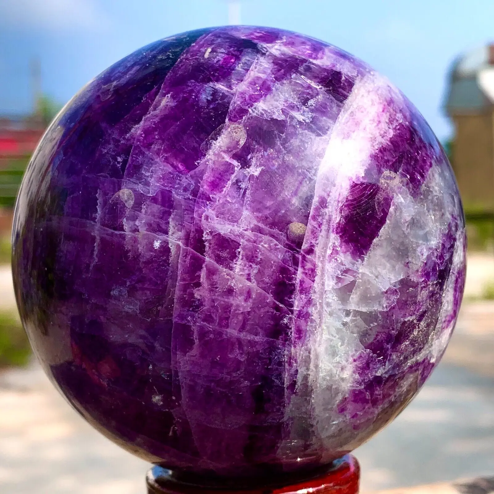 Natural Beautiful Colorful Fluorite Quartz Crystal Ballsphere