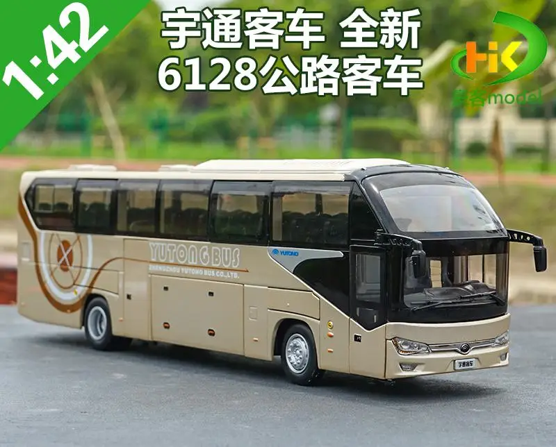 1:42 Original Yutong Bus Model Zk6128hqb Road Bus Travel Simulation Alloy Bus Model Toy Collection Display Gifts