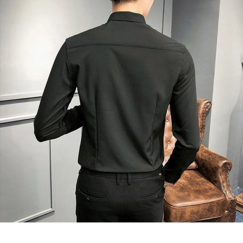 Spring Autumn New Fashion Turn-down Collar Long Sleeve Solid Color Men\'s Clothing Smart Casual Button Trend Simplicity Shirts