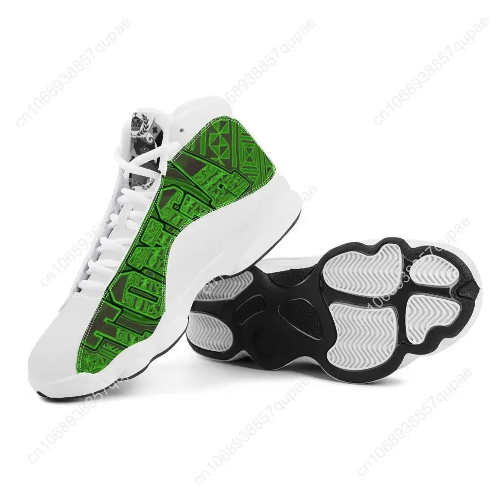 Drop shipping Tonga Polynesian Samoa Tribal Style Green Running Shoes Custom Ball Sports Team Logo Men's Basketball Sports Shoes