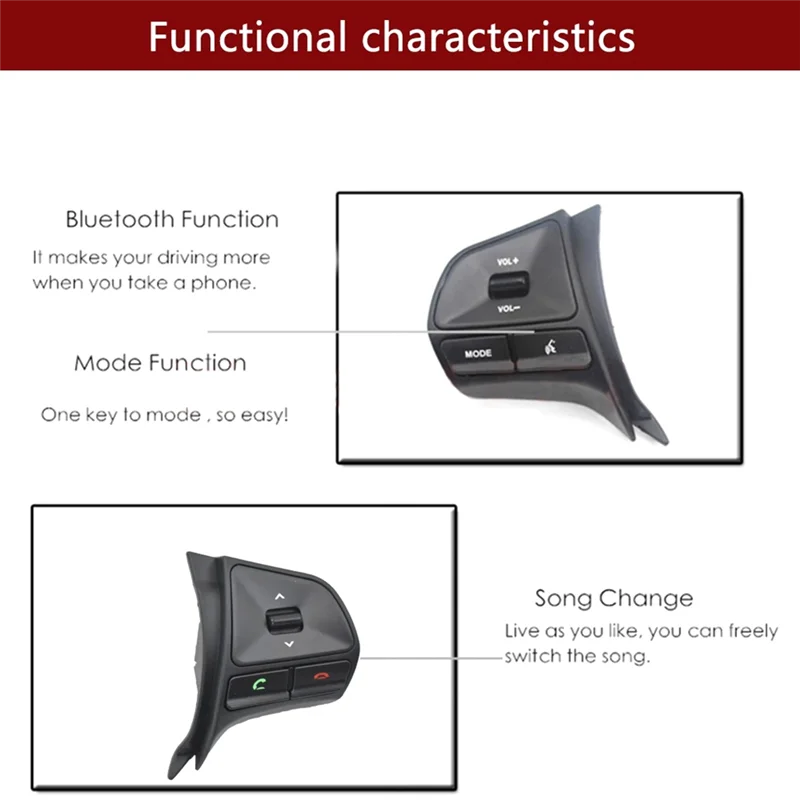 Durable-Multi-Function Steering Wheel Button Volume Adjustment Button Cruise Control Switch For KIA RIO 5Doors 2012-2015