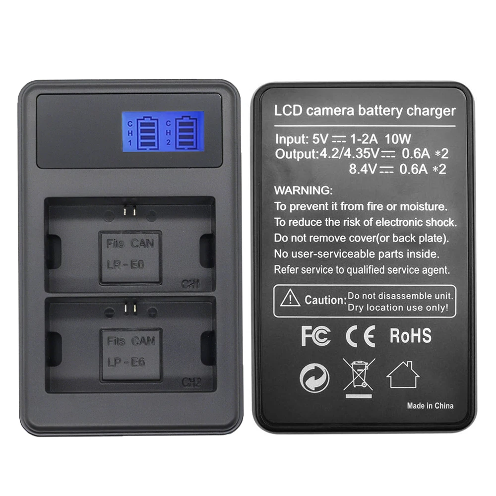 LP-E6 Battery Charger Dual Slot, Suitable for Canon Camera Battery Charging R7, E6, R5, R, 90D, 80D, 70D, Etc. view 4