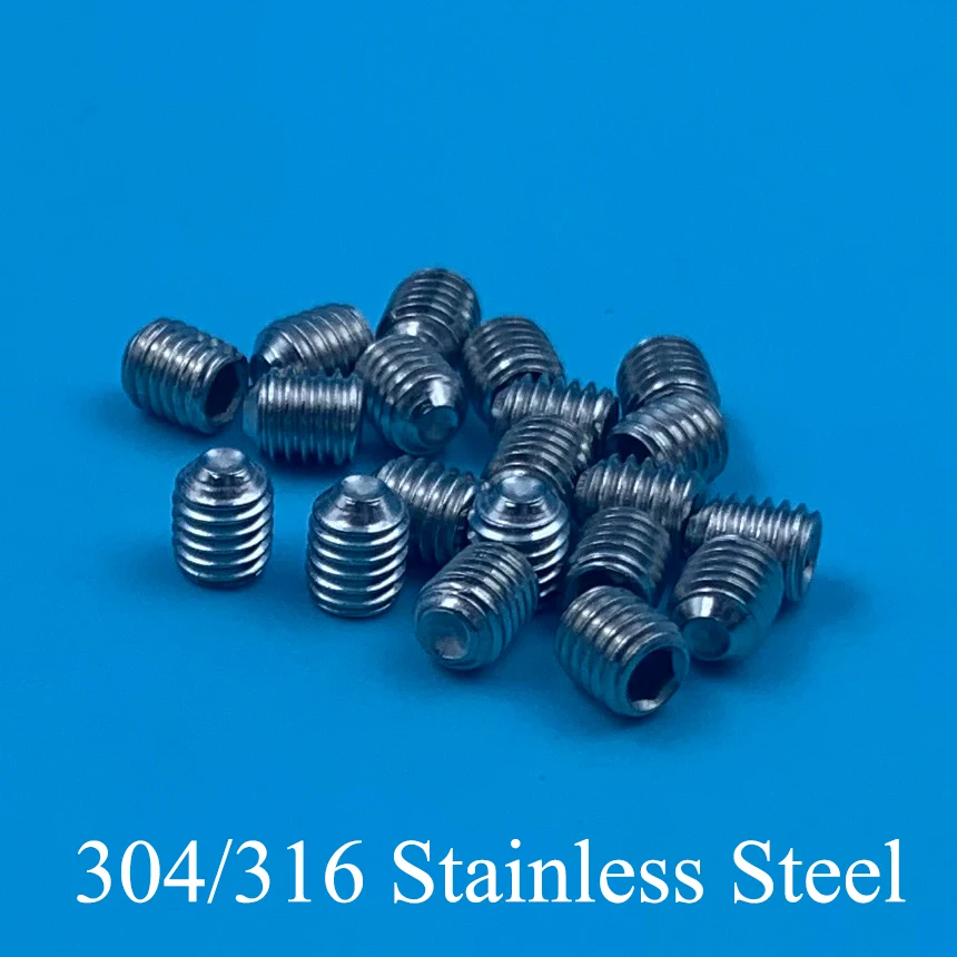 M5 M5*4/8/10/12/16/20/25mm 316 Stainless Steel 316ss DIN916 Inner Hex Hexagonal Socket Allen Head Grub Bolt Cup Point Set Screw