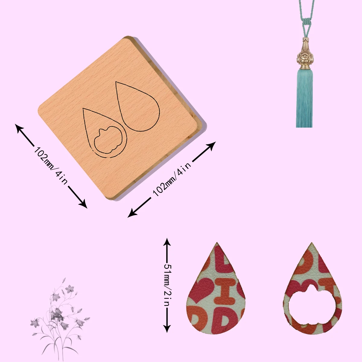 قالب قطع خشبي للأقراط ، مناسب لمعظم الآلات ، 2 "، أنماط مختلفة #4