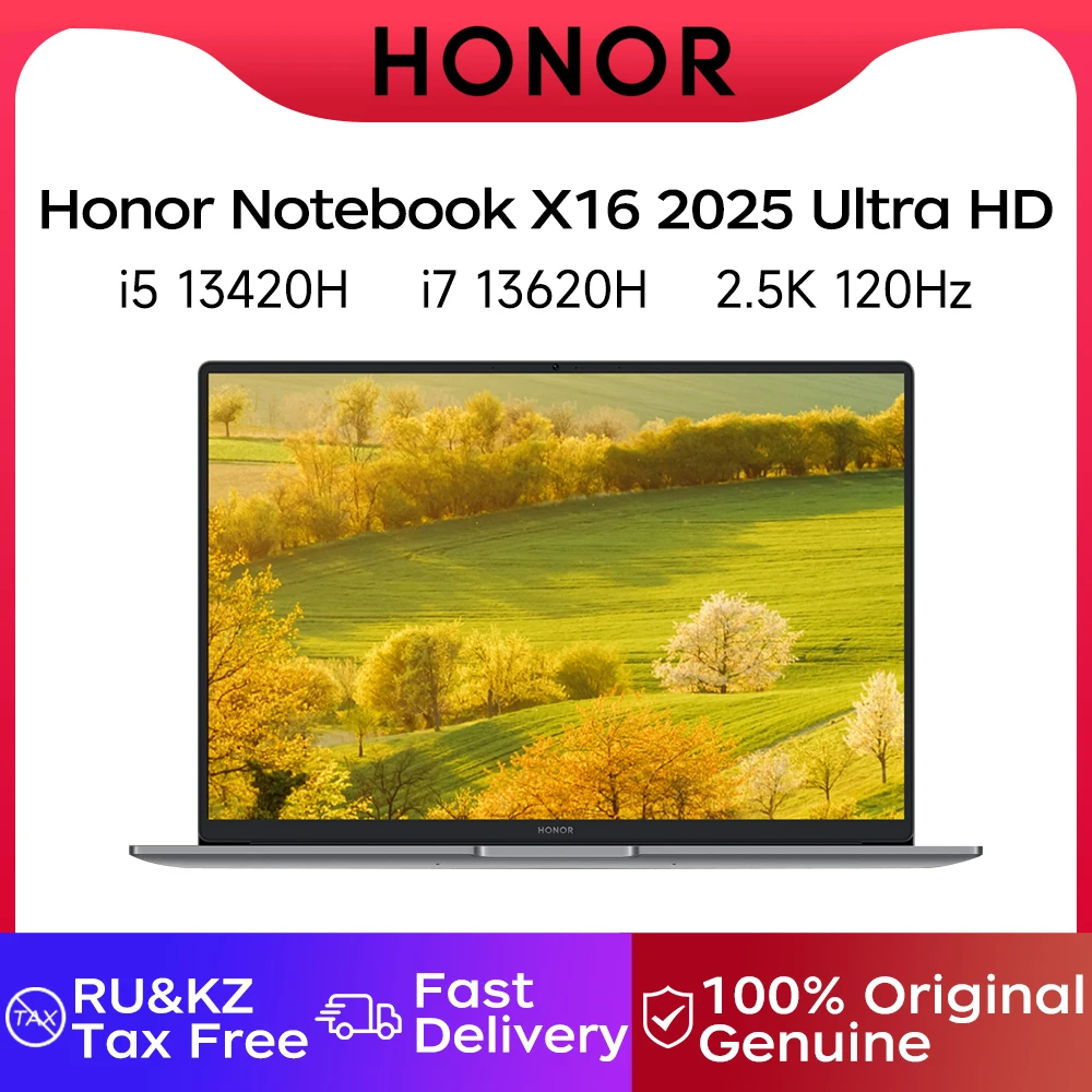 Honor Laptop X16 Ultra HD 2025 16-inch i5 13420H/ i7 13620H 16GB 1TB/2TB 120Hz 2.5K Ultra HD Eye Protection Notebook Computer
