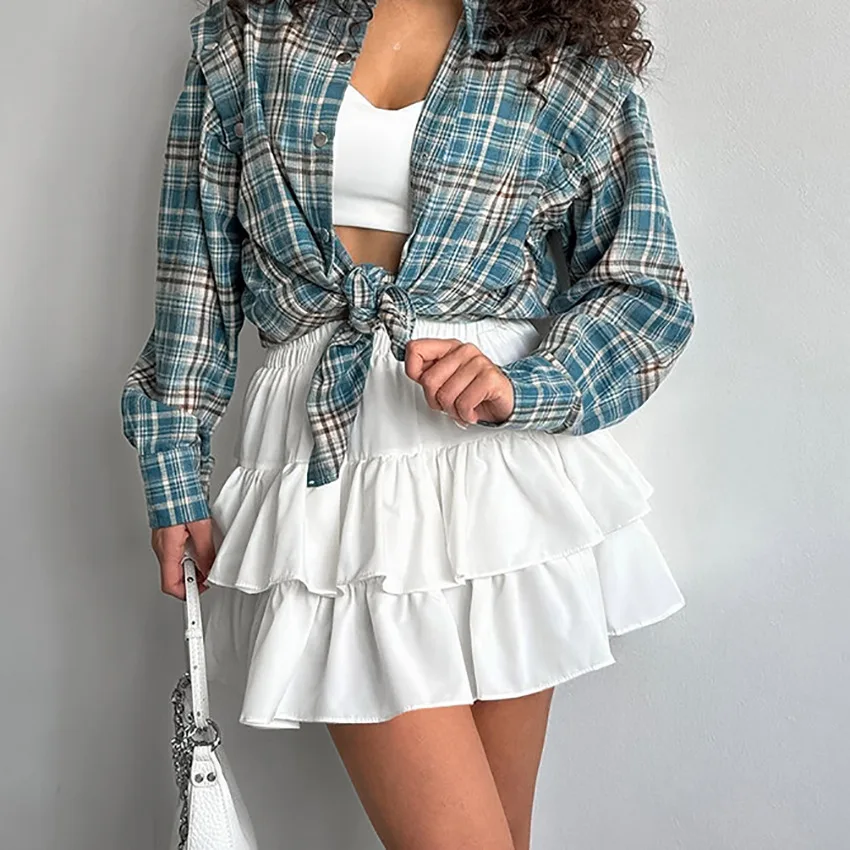 

Design Double-layer Chiffon Skirt Women's Versatile High-waisted Pleated Cake Skirt 2026 Summer Skirt