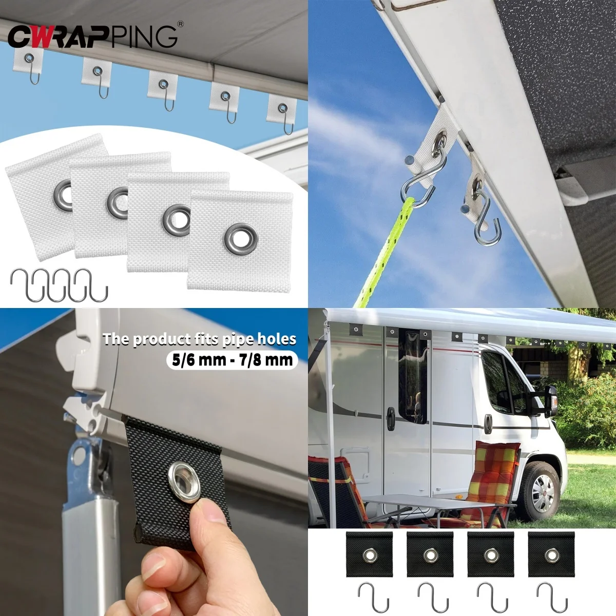 

4/8/16Pcs Sturdy Awning Hooks for RV S Shaped Camping Awning Hooks Metal Light Hangers Hats Outdoor Camper Hanging Accessories